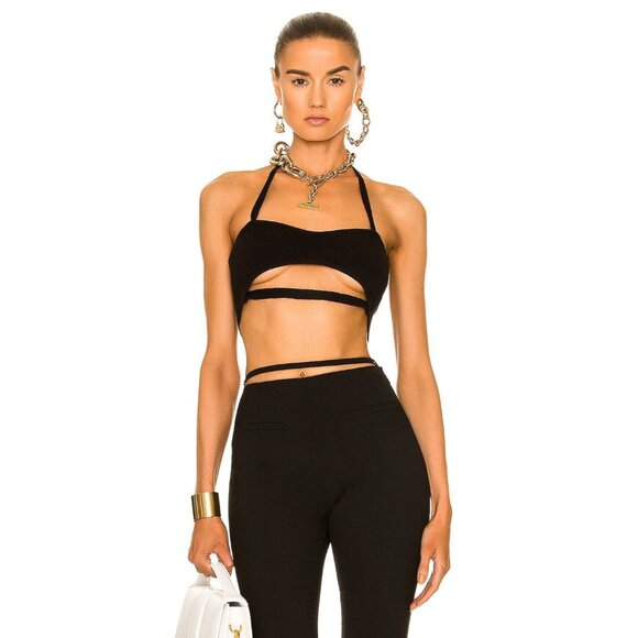 JACQUEMUS Le Bandeau Beijo Crop Top Black - Picture 1 of 4